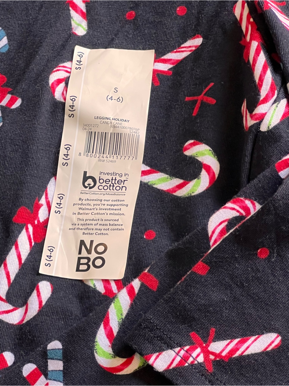 No Boundaries Black Candy Cane Holiday Leggings - Picture 2 of 2